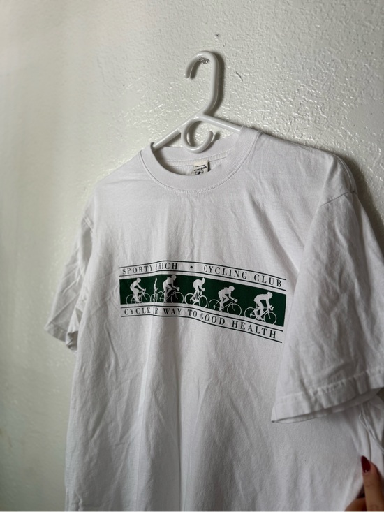 Sporty & Rich Other - Sporty & Rich White T-Shirt with Green Cycling Graphic